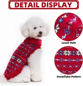NEW Size Large BINGPET Dog or Cat Sweater Soft Turtleneck Winter Pet Clothes Red - Picture 1 of 7