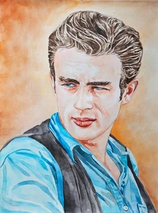 11.69 × 15.75" James Dean ~Young Legend~ watercolor SIGNED & DATED - Picture 1 of 1