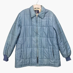 Vintage Blair Jacket Mens Large Blue Quilted Sherpa Lined Warm Puffer 80s Coat - Picture 1 of 22