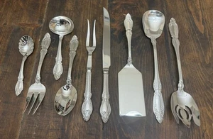 Reed & Barton Gwyneth Serving Set 9 Pc Pierced Fork Meat Knife Scalloped - Picture 1 of 4