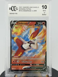 Pokemon Cinderace V Shining Fates #018 carta classificata BCCG 10 come nuova o migliore - Foto 1 di 4