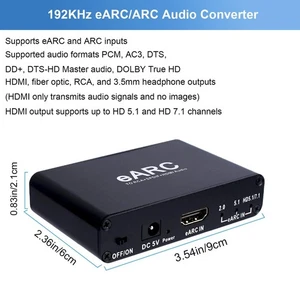 EARC/ARC Audio Converter Adapter ARC Audio Return HD 7.1 Channel 3.5mm Jack - Picture 1 of 11