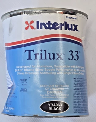 INTERLUX TRILUX 33 BOAT BOTTOM PAIINT YBA063 BLACK QT - Image 1 of 4