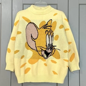 Vintage Tom & Jerry Sweater Splatter Background Yellow Unbranded Unisex  Large - Picture 1 of 4