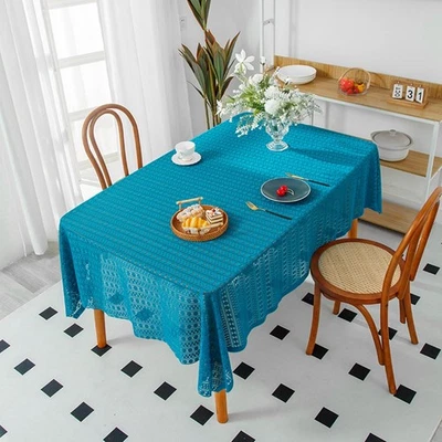 Navy Rectangular Tablecloth Elegant Table Cover Easy To Use Tablecloth - Image 1 of 4