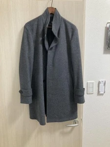 Burberry Long Coat Gray Cotton Polyester Size L For Men - Picture 1 of 24