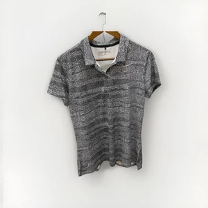 Nike Golf Womens L Black White Stingray Dot Short Sleeve Athletic Polo Shirt - Picture 1 of 5