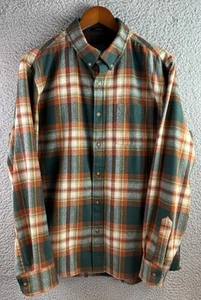 Pendleton Camicia Uomo L Verde/Arancione Caminetto Plaid Lana Vergine con Bottoni - Foto 1 di 4