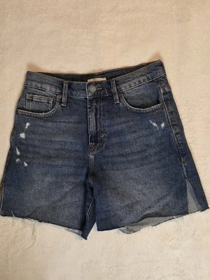 Habitual Skylar High Rise Side Slit Raw Hem Lagoon Mid Blue Wash Jean Short 2/26 — 第 1/4 张图片