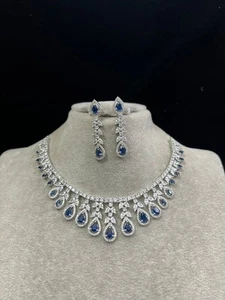 Indian Bollywood Bridal PartyWear Silver Plated Cz Jewelry Set Weding Women RM21 - Picture 1 of 5