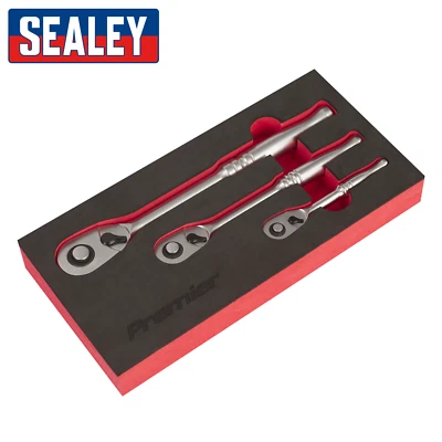 Sealey AK7933 3pc Ratchet Wrench Set - Flip Reverse - Premier Platinum Series - Image 1 of 4