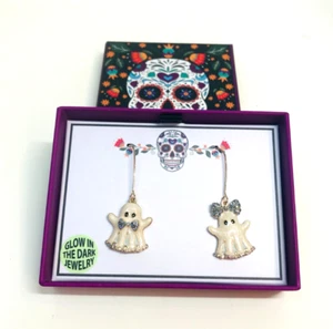 Halloween **SPARKLY GLOW IN THE DARK GHOST EARRINGS** New in Box - Picture 1 of 4