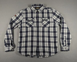 Superdry Shirt Mens XL Blue Plaid Flannel Expedition Pockets Outdoor Classic Fit - Picture 1 of 11