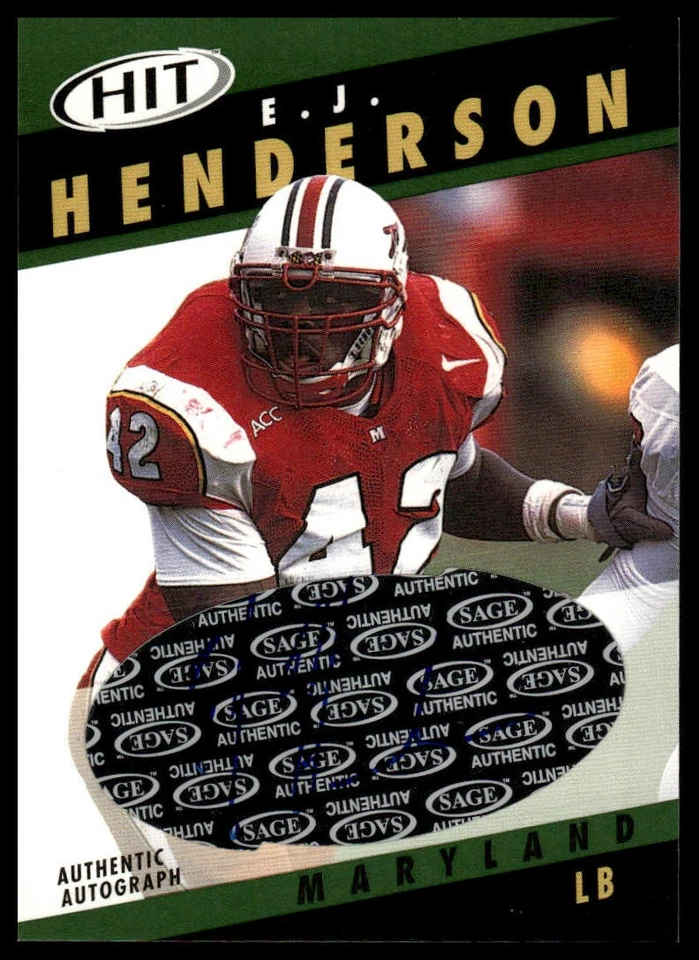 2003 SAGE HIT #A42 E.J. Henderson Autographs Emerald - Image 1 of 2