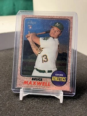 Bruce Maxwell Rookie 2017 Topps Heritage Chrome 584 Oakland Athletics 828/999 - Image 1 of 2