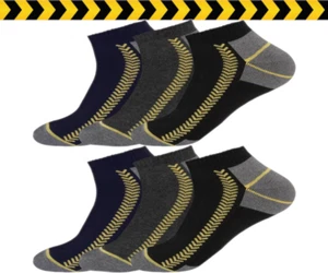 Herren Trainersocken 3&6 Paar Arbeitskleidung verstärkter Absatz Zehenpartie & gepolsterte Sohlen 6-11 - Bild 1 von 5