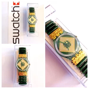 Swatch Gent NOS Jade GG171 1997 Vintage Reloj de Pulsera Años 90 Flex Correa - Imagen 1 de 7