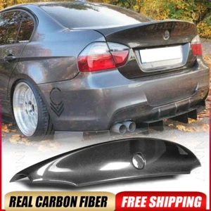 FOR BMW E90 335i 325i 2006-2008 REAL CARBON FIBER REAR TRUNK SPOILER WING LID - Picture 1 of 15