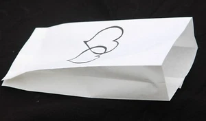 50 White Paper Wedding Anniversary Cake Lolly Bag Big Love Hearts Grease Proof - Bild 1 von 11