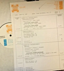  RADIO SHOW: BIRTHDAYS 6/22/87 CARLY SIMON SET, NILSSON, TODD RUNDGREN, JOEY DEE - Picture 1 of 2