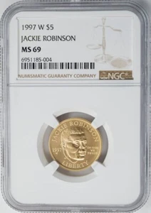 1997-W $5 Gold Jackie Robinson MS69 NGC 949472-10 - Picture 1 of 4