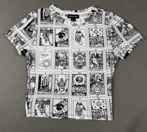Camisa Streetwear Society Mujer M Tarjeta del Tarot Gráfico Negro Blanco Gótico Halloween - Imagen 1 de 10