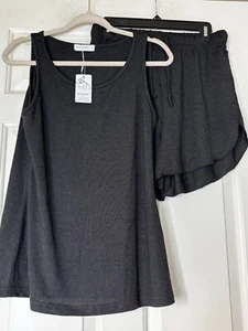Moshi Pajama Set Tank Top & Shorts Black Size Womens M NEW - Picture 1 of 3