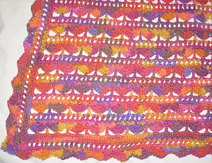 HANDMADE Crochet AFGHAN Knit THROW vtg LAP BLANKET Twin BED Chair COUCH Sofa ART - Picture 1 of 12