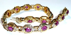 Armband 750 Gelbgold 1.25 ct Diamanten 3.75 ct Rubine 20 cm 28,8 g - Picture 1 of 17