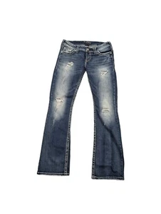 Silver Womens Size 30 X 33 Jeans Pioneer Mid-rise Bootcut Embroidery - Picture 1 of 12