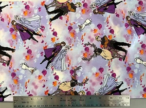 Frozen 2 STOFF lila Elsa, Anna, Kristoff, Olaf, Baumwolle Fat Quarter 18x22 inch - Bild 1 von 3