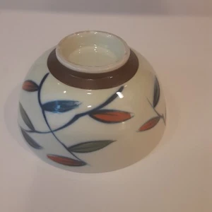 Vajilla de servidor con patrón de hoja pintada a mano tazón de gres asiático - Imagen 1 de 5