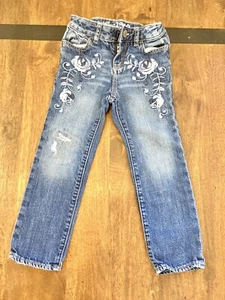 Baby Toddler Gap Girls MINI SKINNY JEANS-Size 4-Distressed/Floral Embroidery - Picture 1 of 11