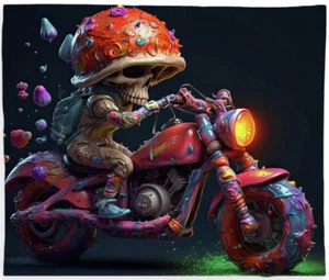 Soft Fleece Throw Blanket Design Print "Skull Rider: The Color of Rebellion" - Picture 1 of 6