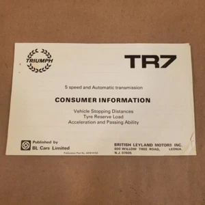 Triumph TR7 TR 7 CONSUMER INFORMATION MANUAL OEM - Bild 1 von 9