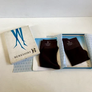 Vintage Berkshire Stretch Nylon Stockings 2 Pair Fantasy Black True 10.5 Box USA - Picture 1 of 8