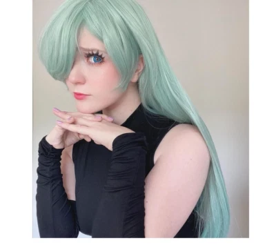 Max Beauty Green Cosplay Wig with Bangs for Women Straight Mint Anime Cosplay - Image 1 of 4