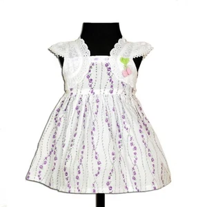 Nuevo Bebé Niñas Flor Algodón Vestido en Rosa Lila 3-6 6-9 9-12 12-18 18-24 Meses - Imagen 1 de 4