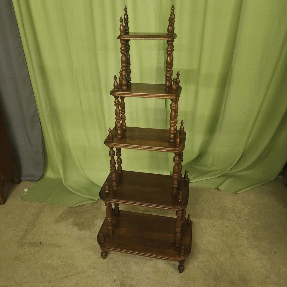 Деревянная витрина Etagere Whatnot 5-уровневые наконечники для шпинделя антикварные высокие - Изображение 1 из 4