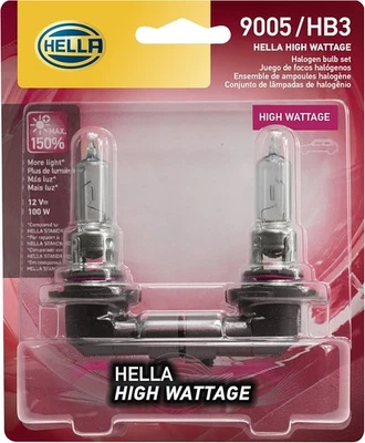 Lâmpadas HELLA 9005 100WTB Twin Blister de alta potência, 12V, 2 - 100W  - Imagem 1 de 3