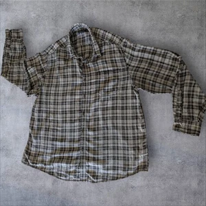Faded Glory Mens 2XL Flannel White Black LS Cotton Button Front Collar Pocket - Picture 1 of 10