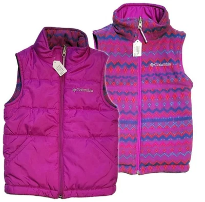 CHALECO AISLANTE REVERSIBLE CIRUELA BRILLANTE COLOMBIA niñas XXS (4/5) acolchado polar Foto 1 de 4