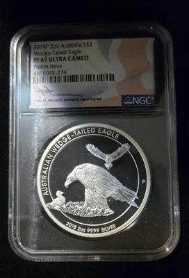 Silver 2018 Australia $2 Piefort Wedge-Tailed Eagle 2oz Proof NGC PF69 Mercanti - Image 1 of 2