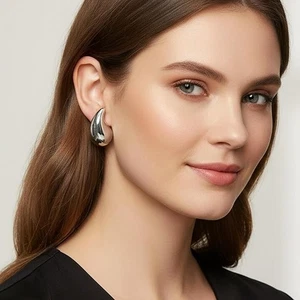 Pendientes lágrima de plata para mujer pendientes dupes gruesos lágrima Dr - Imagen 1 de 5