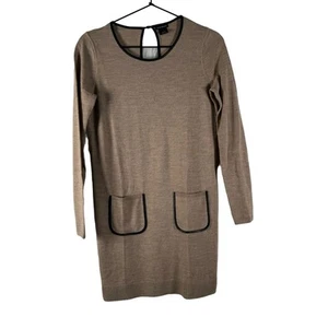Vestido Club Monaco Mujer 100% Lana Ligero Manga Larga Cuero Borde XS DEFECTUOSO - Imagen 1 de 9