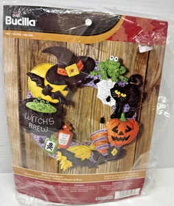 Bucilla 86563 Witch's Brew Wreath Felt Applique Kit-17" Round Halloween Decor - Picture 1 of 12