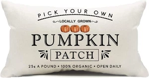 Fall Pumpkin Patch Throw Pillow Covers Autumn Harvest Pillow Case 12 X 20 Inch F - Picture 1 of 5