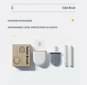 Weiße Mini flexible Silikon Toilettenbürste und Halter Set - schnelltrocknend  - Bild 1 von 10