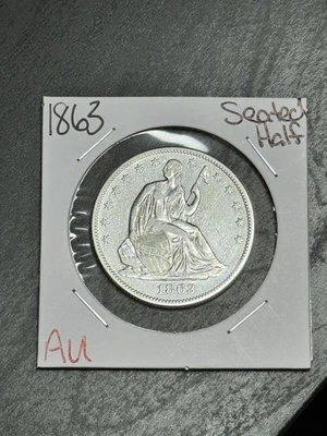 1863 P Seated Liberty Half Dollar AU About Uncirculated U.S. Type Coin (Raw16760 - Image 1 of 2