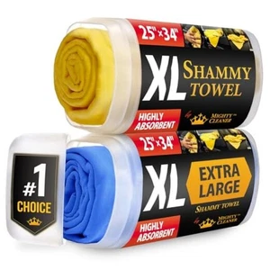 Premium XL Shammy Towel for Car - 2pk 2 Pack (25” x 34”) Yellow and Blue - Bild 1 von 7